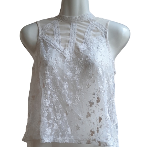 Monteau Tops - Monteau Sheer Lace Top